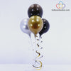 Balloon Bouquet - Black, Black, Gold & Silver