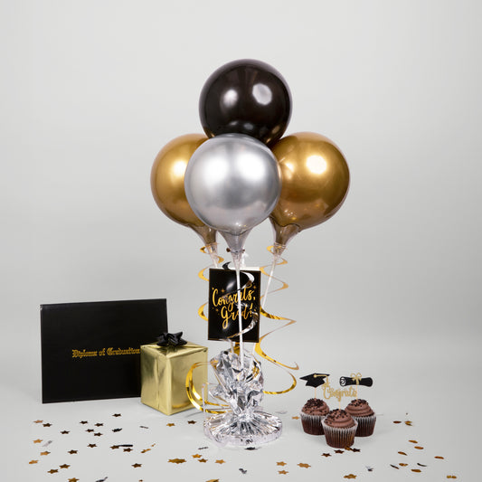 Balloon Bouquet - Gold, Black, Silver & Gold
